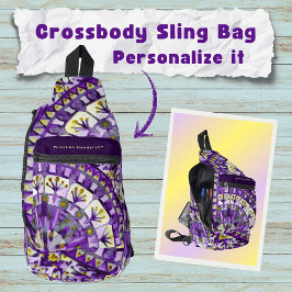 Boho Mosaic Tile Violet Flame - Crossbody Bag