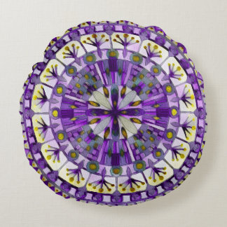 Boho Mosaic Tile Violet Flame - Rundes Kissen