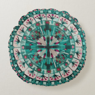 Boho Mosaik Aquamariner Ozean - Rundes Kissen