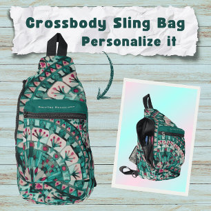 Boho-Mosaik-Mandala-Fliese Teal Ocean - Crossbody Bag