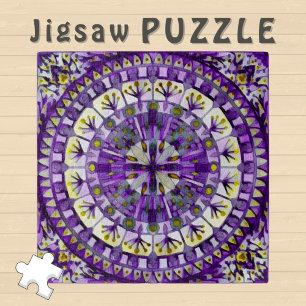 Boho-Mosaik-Mandala-Fliese Violette Flamme -