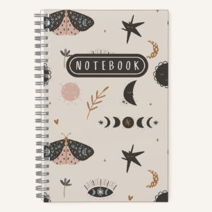 Boho Moth und Celestial Notizbuch