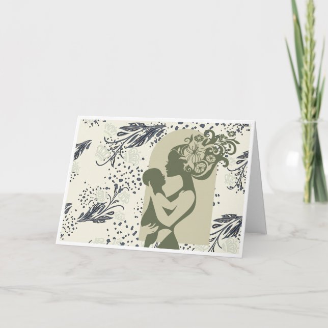 Boho Mother's Day Card (grün) Feiertagskarte (Vorderseite)
