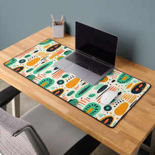 BOHO Motif Abstrait Orange & Green Mid Century