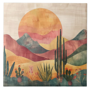 Boho Mountain Abstract  Fliese