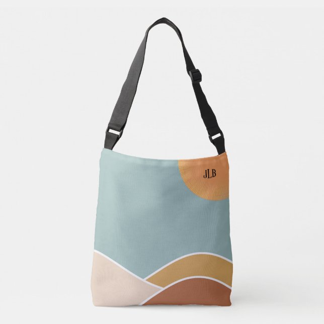 Boho Mountain Crossbody Bag Tragetaschen Mit Langen Trägern (Vorderseite)