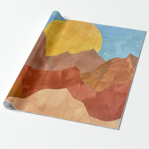 Boho Mountain Sunset - Warme Erde Tone Landschaft Geschenkpapier