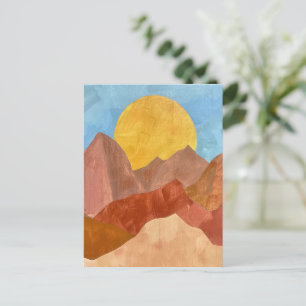 Boho Mountain Sunset - Warme Erde Tone Landschaft Postkarte