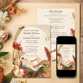 Boho Mountain Wildblume auf einer Hochzeit Einladung