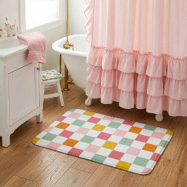 Boho Multicolor Checkerboard Badematte