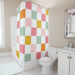 Boho Multicolor Checkerboard Duschvorhang