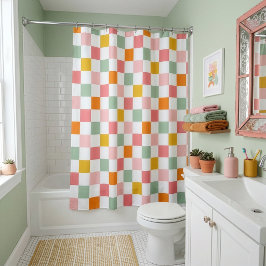 Boho Multicolor Checkerboard Duschvorhang