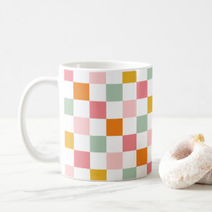 Boho Multicolor Checkerboard Kaffeetasse