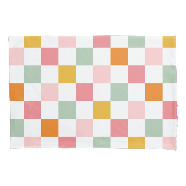 Boho Multicolor Checkerboard Kissenbezug (Vorderseite)