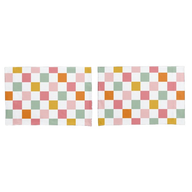 Boho Multicolor Checkerboard Kissenbezug (Vorderseite-Set)