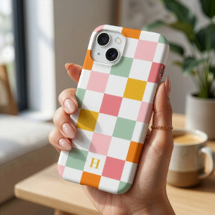 Boho Multicolor Checkerboard Monogram Case-Mate iPhone Hülle