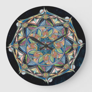 Boho Multicolor Mandala Clock Große Wanduhr