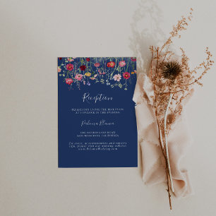 Boho Multicolor Wildblume Hochzeitsempfang Begleitkarte