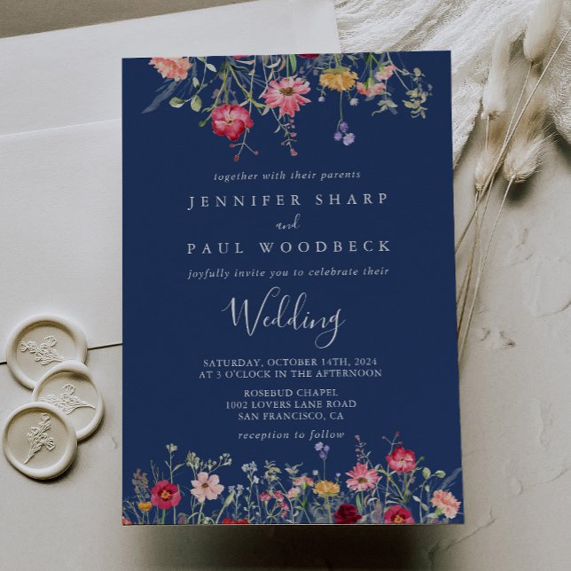 Boho Multicolor Wildblume Wedding Einladung (Von Creator hochgeladen)