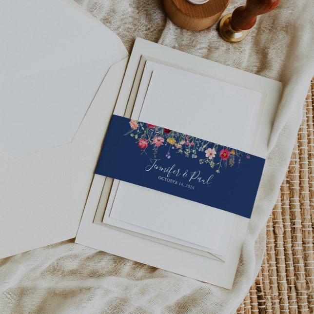 Boho Multicolor Wildblume Wedding Einladungsbanderole (Von Creator hochgeladen)