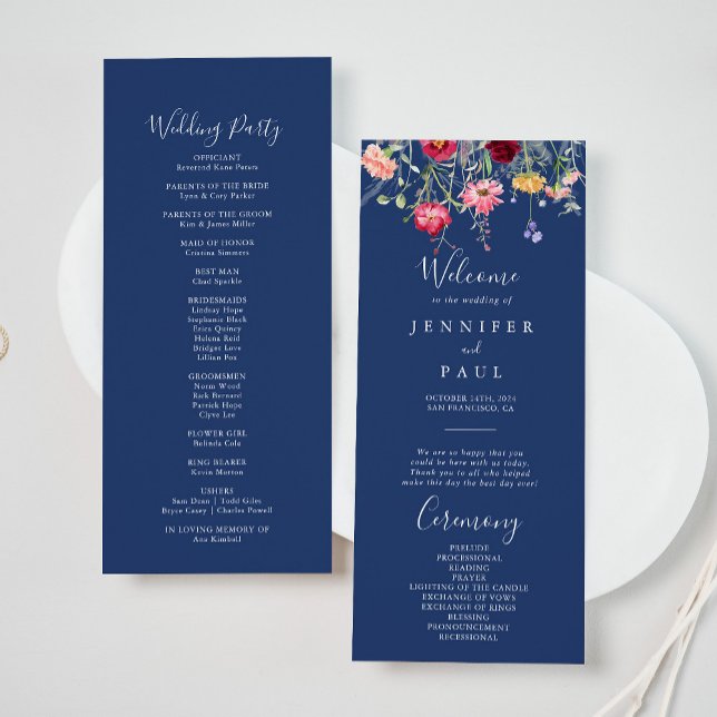 Boho Multicolor Wildblume Wedding Program Programm (Von Creator hochgeladen)