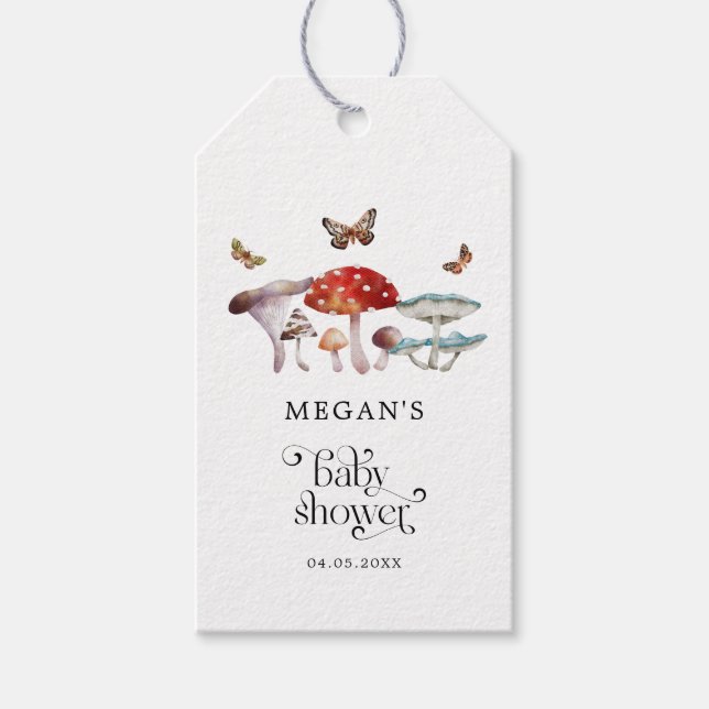 Boho Mushroom Baby Shower Geschenkanhänger (Vorderseite)