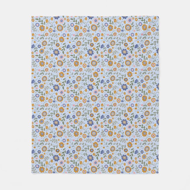 Boho muster 01.w Lblue BG Fleecedecke (Vorderseite)