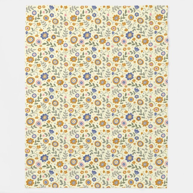 Boho muster 01.w Lyellow BG Fleecedecke (Vorderseite)