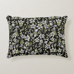 Boho Muster 02.w Floral auf Black BG Dekokissen