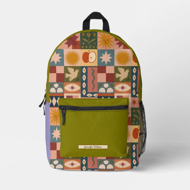 Boho-Muster-Himmels-Schule Bedruckter Rucksack (Vorderseite)