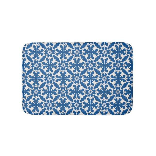 Boho-Muster in Blau – Elegant & Kühn Badematte (Vorderseite)
