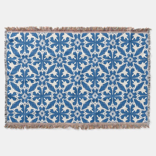Boho-Muster in Blau – Elegant & Kühn Decke (Vorderseite)