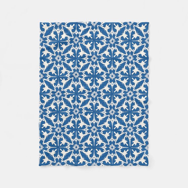 Boho-Muster in Blau – Elegant & Kühn Fleecedecke (Vorderseite)