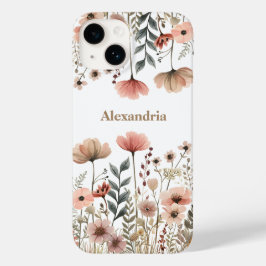 Boho Mute Pink Watercolor-Wildblumen Case-Mate iPhone 14 Hülle