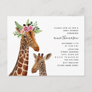 Boho Mutter + Baby-Giraffen-Babyparty Einladung