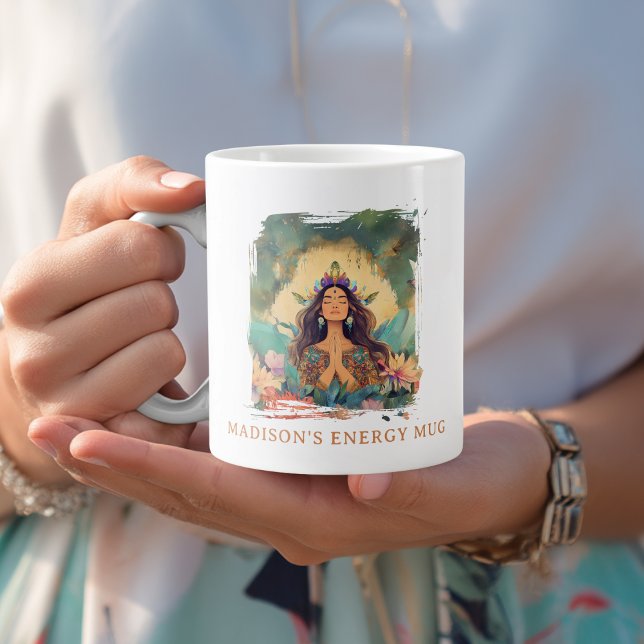 Boho Mystic Energy Spiritual Woman Custom Jumbo-Tasse (Boho Mystic Energy Spiritual Woman Custom Giant Coffee Mug with your Name  or Message)