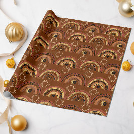 Boho Mystic Eye Rainbow Brown Hintergrund Geschenkpapier