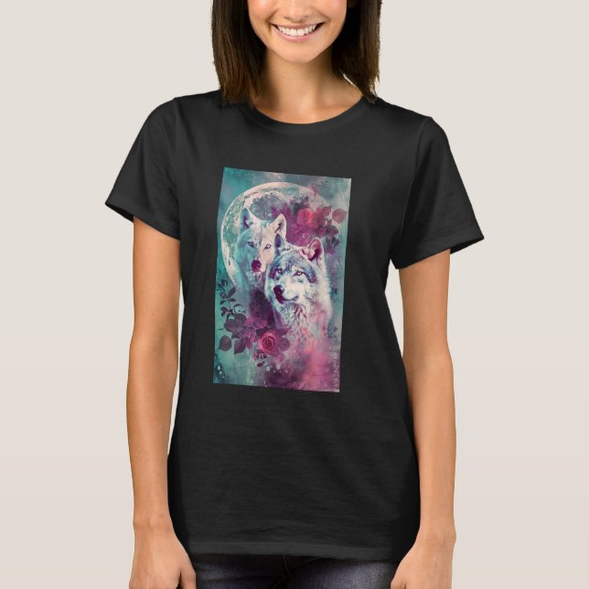 Boho Mystic Wolf Art T-Shirt (Vorderseite)