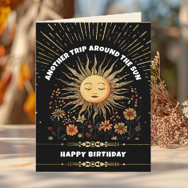 Boho Mystical Sun Birthday Karte