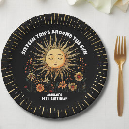 Boho Mystical Sun Birthday Pappteller