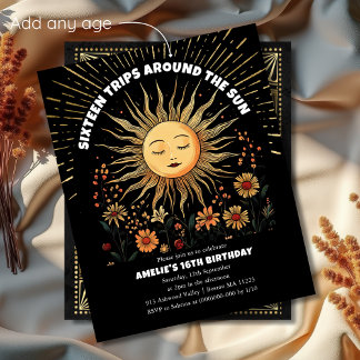 Boho Mystical Sun - Einladung zum 16. Geburtstag