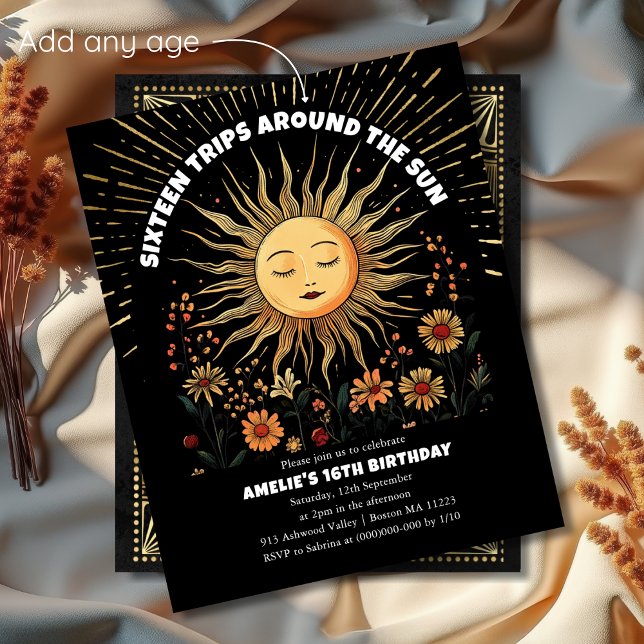 Boho Mystical Sun - Einladung zum 16. Geburtstag (Von Creator hochgeladen)