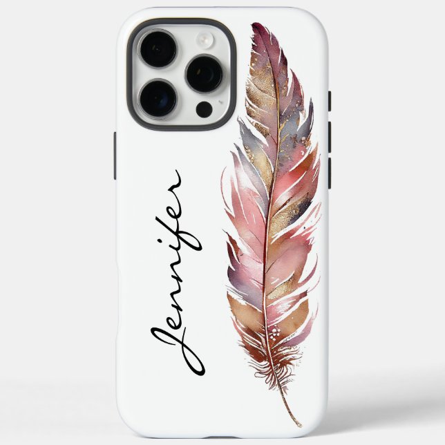 Boho Native American Feather iPhone 16 Pro Max Hülle (Rückseite)
