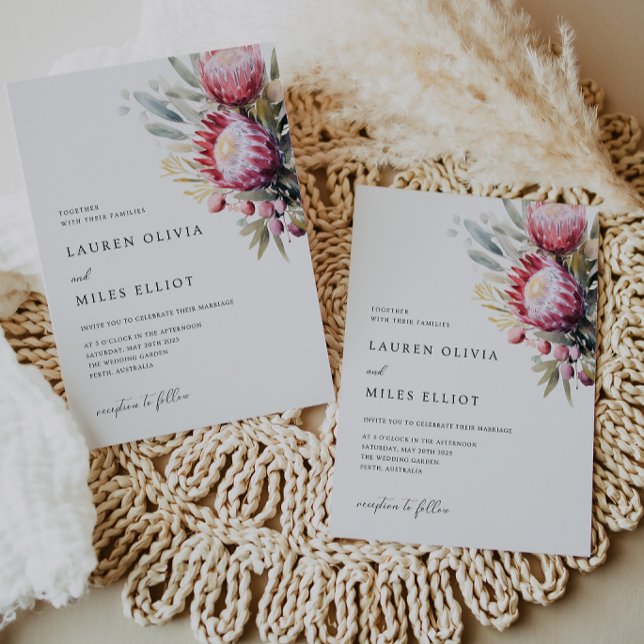 Boho Native Protea Wedding Invite Einladung (Von Creator hochgeladen)