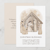Boho Nativity Stable Scene Holiday Card