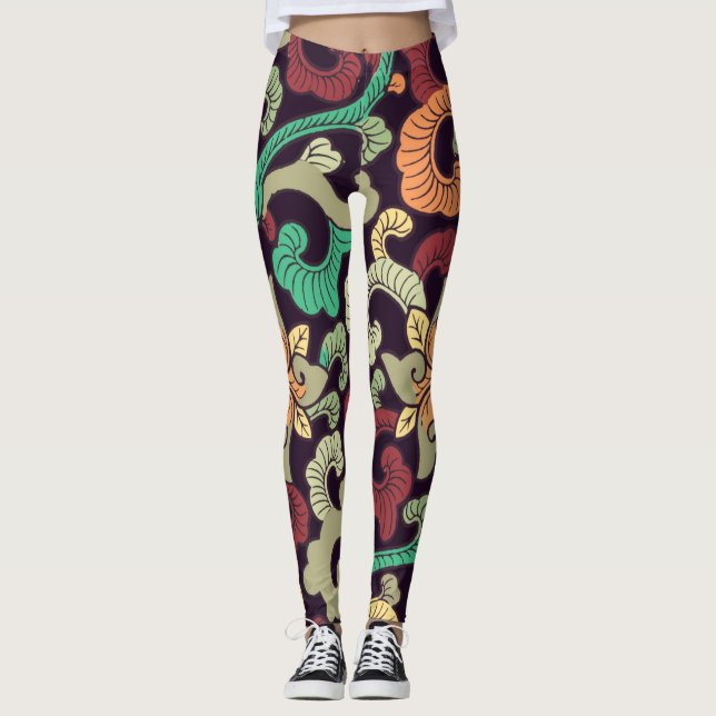 Boho Natur floral, asiatisch boho Zen-Stil Legging Leggings (Vorderseite)