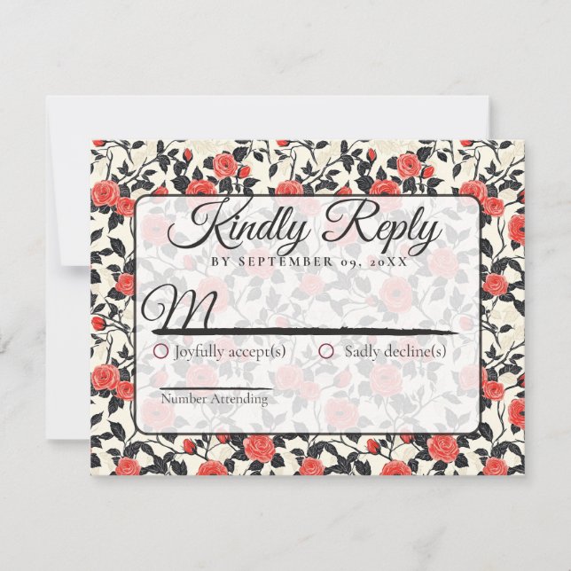 Boho-Natur-Rosen-Blumen-Frühjahrs-Hochzeit-Rsvp-Ka RSVP Karte (Vorderseite)