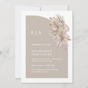 Boho Natural Minimalistisch Monogram Half Arch Wed Einladung