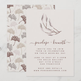 Boho Nature Burgundy und Taupe Botanische Hochzeit Einladung