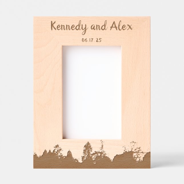 Boho Nature Rustic Anniversary Frame (Portrait) Geätzte Rahmen (Vorderseite)